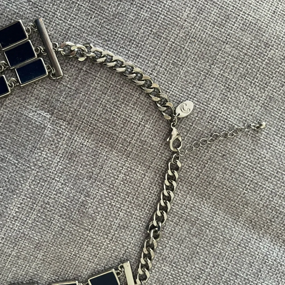 Charming Charlie Statement Necklace Blue Silver - Multi-strand